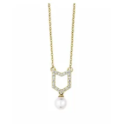 Dây Chuyền Misaki Monaco Pendentif Sway Gold With Pink Cultured Pearl Màu Vàng Trắng