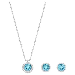Set Dây Chuyền, Khuyên Tai Swarovski Flirt Set Blue, Rhodium Plated 5030716 Màu Xanh Blue