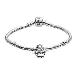 Set Vòng Đeo Tay Bạc Với Khóa Trụ Và Charm Bạc Pandora Moments Hình Nấm Màu Bạc Size 16