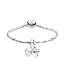 Set Vòng Đeo Tay Kết Hợp Charm Pandora Silver, Pandora Moments 590719/ 799187C01 Màu Bạc