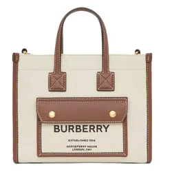 Túi Tote Burberry Mini Two-Tone Canvas And Leather Freya Bag Màu Nâu