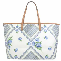 Túi Tote Tory Burch Metal LOGO Print PVC Large Tote Bag Màu Xanh Trắng