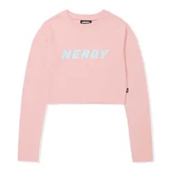 Áo Croptop Nerdy Dài Tay Màu Hồng Size S