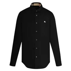 Áo Sơ Mi Burberry Logo Embroidered Black 8036291 Black Màu Đen Size S