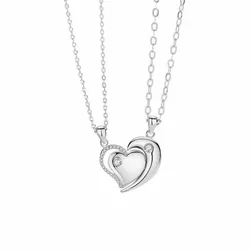 Dây Chuyền Đôi Lili Jewelry Bạc Đính Đá CZ Gắn Nam Châm Heart To Heart LILI_558997 Màu Bạc