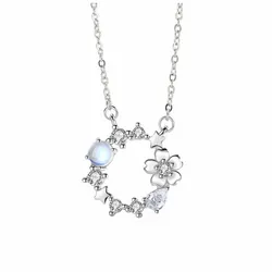 Dây Chuyền Lili Jewelry Bạc Nữ Đính Pha Lê Aurora Hình Vòng Hoa Audrey LILI_628865 Màu Bạc