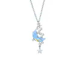 Dây Chuyền Lili Jewelry Bạc Nữ Đính Pha Lê Aurora Trăng Sao LILI_529678 Màu Bạc