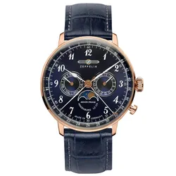 Đồng Hồ Nam Zeppelin LZ 129 Hindenburg Moonphase 70383 Màu Vàng Xanh