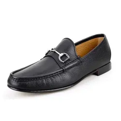 Giày Lười Nam Gucci Leather Loafer 367762 Màu Đen Size 41.5