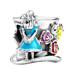 Hạt Vòng Charm Pandora Disney Alice In Wonderland & The Mad Hatter's Tea Party 799348C01 Màu Bạc Xanh