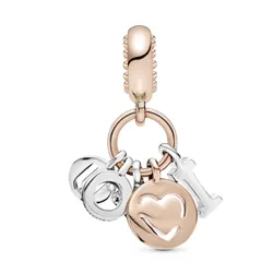 Hạt Vòng Charm Pandora  Treo Pandora I Love You 786596CZR Màu Vàng Hồng, Bạc
