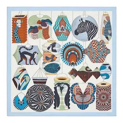 Khăn Nữ Hermès Lanternes, Ballons ET Cocardes Scarf 90cm Màu Xanh