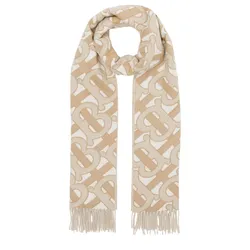 Khăn Quàng Cổ Burberry Monogram Fringed Scarf Màu Nâu Be