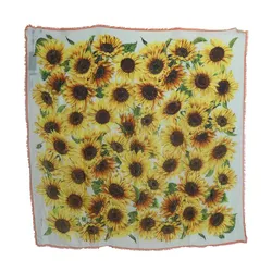 Khăn Quàng Cổ Dolce & Gabbana D&G Multicolor Sunflower Print Modal Wrap Shawl Women's Scarf Màu Vàng