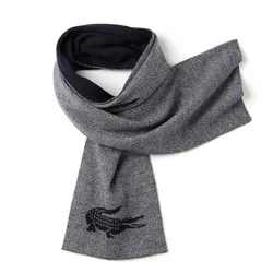 Khăn Quàng Cổ Lacoste Men's Jacquard Crocodile Wool Scarf RE3536 NEU Màu Xám