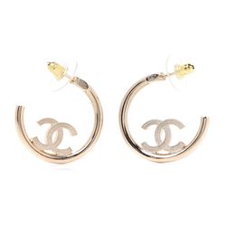 Khuyên Tai Chanel Metal-Textured Cc-Hoop Earrings Gold Màu Vàng