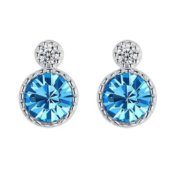 Khuyên Tai LiLi Jewelry Đính Đá Swarovski   Lili_141382 Màu Xanh Dương