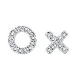Khuyên Tai LiLi Jewelry Hình Chữ X O Đính Đá CZ Lili_794181 Màu Bạc
