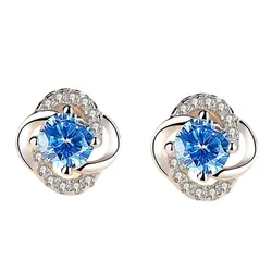 Khuyên Tai LiLi Jewelry Hình Cỏ Bốn Lá Đính Đá Cubic Zirconia LiLi_453329 Màu Xanh Dương