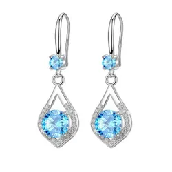 Khuyên Tai LiLi Jewelry Hình Giọt Nước Đính Đá CZ Lili_416496 Màu Xanh Dương