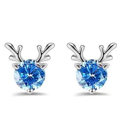 Khuyên Tai LiLi Jewelry Hình Hươu Đính Đá CZ Lili_222145 Màu Xanh Dương