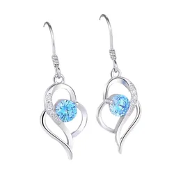 Khuyên Tai LiLi Jewelry Hình Trái Tim  Đính Đá CZ Lili_991582 Màu Xanh Dương
