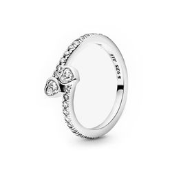 Nhẫn Pandora Two Sparkling Hearts Ring 191023CZ Màu Bạc