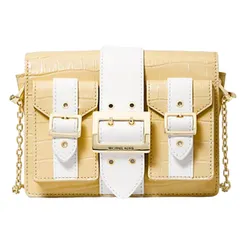 Túi Đeo Chéo Michael Kors MK Hayden Medium Crocodile Embossed Leather Messenger Bag 30F9A0YM8E Màu Vàng Trắng