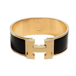 Vòng Đeo Tay Hermès Clic Clac H Bracelet Màu Đen Vàng