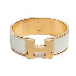 Vòng Đeo Tay Hermès Clic Clac H Bracelet Màu Trắng Vàng