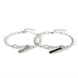 Vòng Đeo Tay Đôi LiLi Jewelry Mặt Đóng Mở Khắc Chữ Đính Đá CZ Lili_361965 Màu Bạc