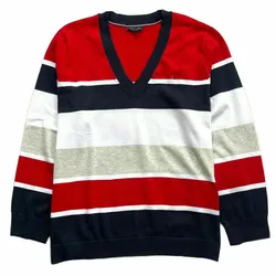 Áo Len Nữ Tommy Hilfiger Striped V-Neck Sweater Phối Màu Size S