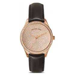 Đồng Hồ Nữ Michael Kors MK2649 Nini Black Watch 38mm Màu Đen - Vàng Hồng