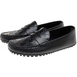 Giày Lười Gucci Mocca Shoes With Embossed Black Màu Đen Size 41