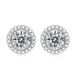 Khuyên Tai LiLi Jewelry Dạng Nụ Đính Kim Cương Moissanite Lili_662559 Màu Bạc