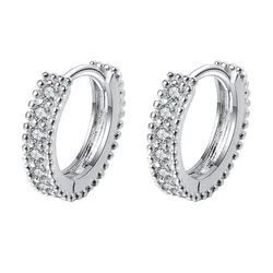 Khuyên Tai LiLi Jewelry Dạng Tròn Đính Kim Cương Moissanite Lili_348539 Màu Bạc