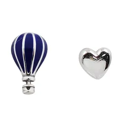 Khuyên Tai Pandora Hot Air Balloon And Heart Earrings Charm Màu Xanh Bạc