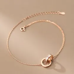 Lắc Chân LiLi Jewelry Đính Đá Cz Mặt Hình NHẫn Đôi Lili_475713 Màu Vàng Hồng