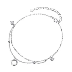 Lắc Chân LiLi Jewelry Đính Đá Cz Mặt Tròn Lili_919288 Màu Bạc