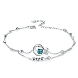 Lắc Chân LiLi Jewelry Đính Hạt Bi Tròn Mặt Cá Lili_871416 Màu Bạc