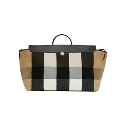 Túi Xách Du Lịch Burberry Men's Check Wool Cashmere Society Holdall Phối Màu