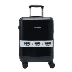 Vali Chiara Ferragni Logomania Hardshell Suitcase Màu Đen Size Cabin
