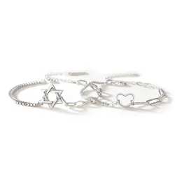 Vòng Đeo Tay Đôi LiLi Jewelry Hình Trái Tim, Ngôi Sao Lili_976985 Màu Bạc