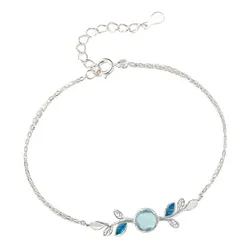 Vòng Đeo Tay LiLi Jewelry Hình Cành Lộc Đính Đá CZ Lili_247931 Màu Bạc/Xanh
