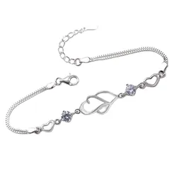 Vòng Đeo Tay LiLi Jewelry Hình Trái Tim Đính Đá CZ Lili_991484 Màu Bạc