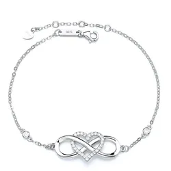Vòng Đeo Tay LiLi Jewelry Hình Trái Tim Vô Cực Đính Đá CZ Lili_712458 Màu Bạc