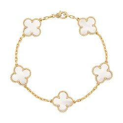 Vòng Đeo Tay Van Cleef & Arpels Vintage Alhambra Bracelet 5 Motifs 18K Yellow Gold Màu Vàng Gold