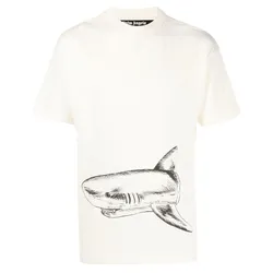 Áo Phông Palm Angels White Broken Shark Print PMAA001S23JER001 0410 Màu Trắng Size M