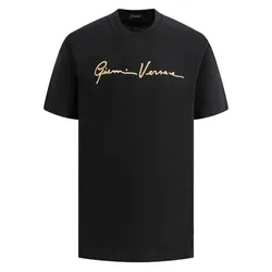 Áo Phông Versace Gianni Signature Gold Embroidered Black 1006217 1A04235 2B130 Màu Đen Size XS