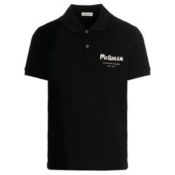 Áo Polo Alexander Mcqueen Black Polo Shirt 662551QRX331000 Màu Đen